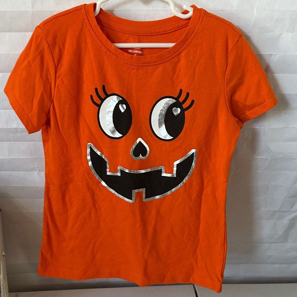 Kids Celebrate Pumpkin Graphic Shirt – Orange – Size 7/8